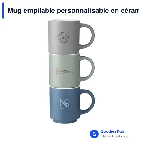 Mug empilable personnalisable en céramique avec logo - Stack Mug 180 ml