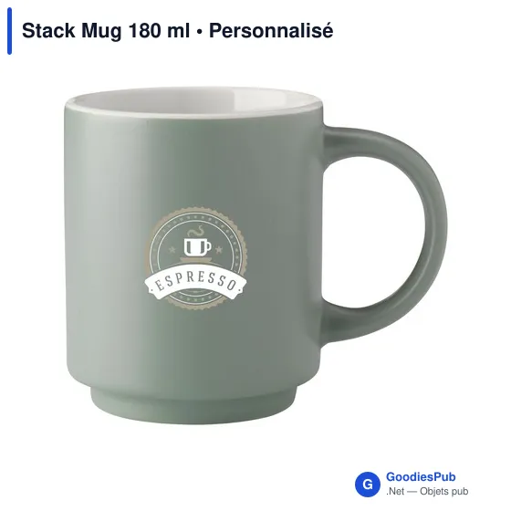 Mug empilable personnalisable en céramique avec logo - Stack Mug 180 ml - Image 3