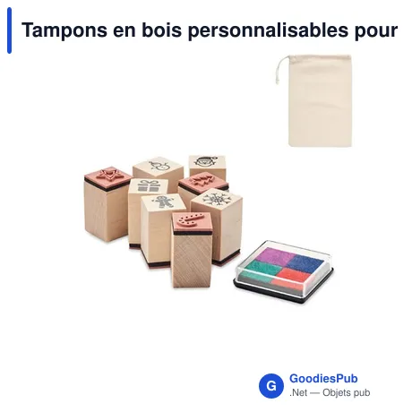 Tampons en bois personnalisables pour Noël - Set STAMPIEavec logo