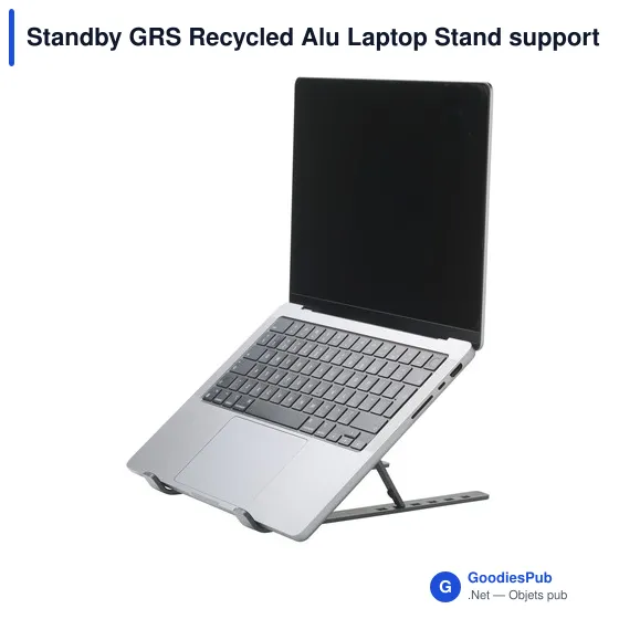 Support ordinateur portable personnalisable en aluminium recyclé - Standbyavec logo - Image 1