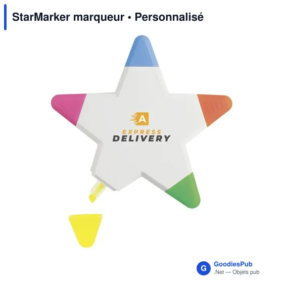 Marqueur personnalisable StarMarker avec logo - 5 couleurs fluorescentes - Image 1