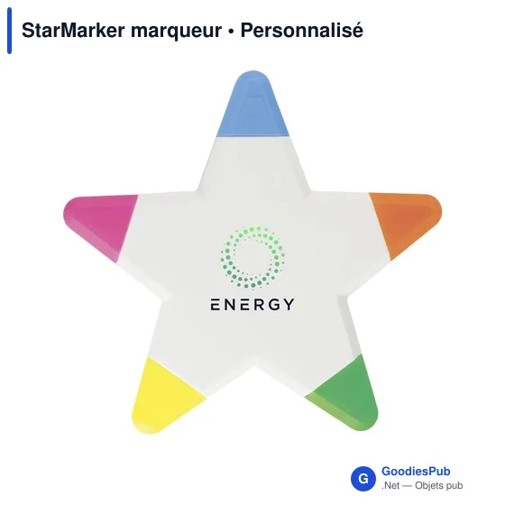 Marqueur personnalisable StarMarker avec logo - 5 couleurs fluorescentes - Image 2