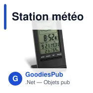 Station météo électronique personnalisable noire avec logo - Bureau - Miniature 2