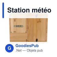 Station météo personnalisable en bambou avec logo - Colton - Miniature 3
