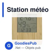 Station météo personnalisable en bambou et ABS avec logo - Piper - Miniature 1