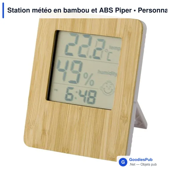 Station météo personnalisable en bambou et ABS avec logo - Piper - Image 2