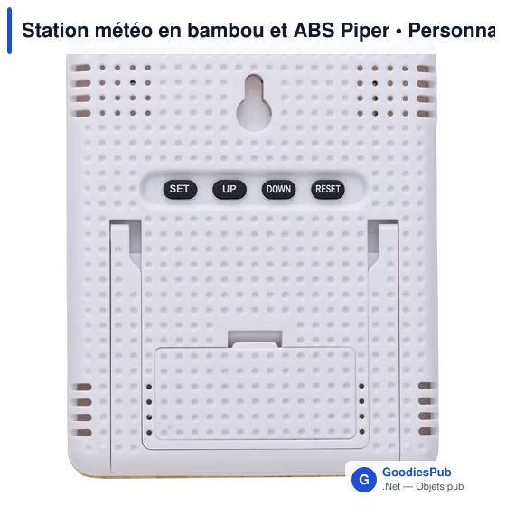 Station météo personnalisable en bambou et ABS avec logo - Piper - Image 3