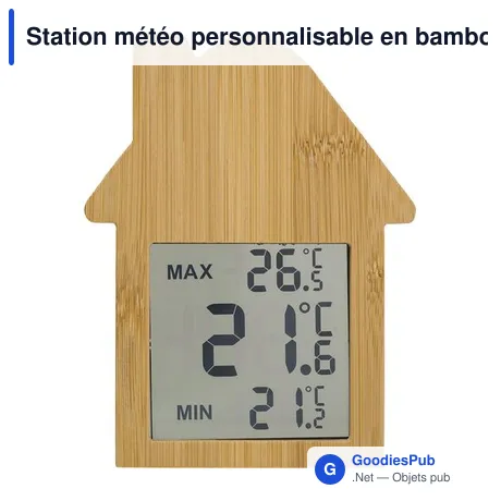 Station météo personnalisable en bambou avec logo - Lane