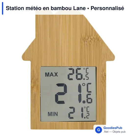 Station météo personnalisable en bambou avec logo - Lane - Image 1