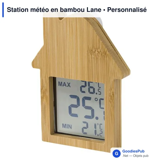 Station météo personnalisable en bambou avec logo - Lane - Image 2