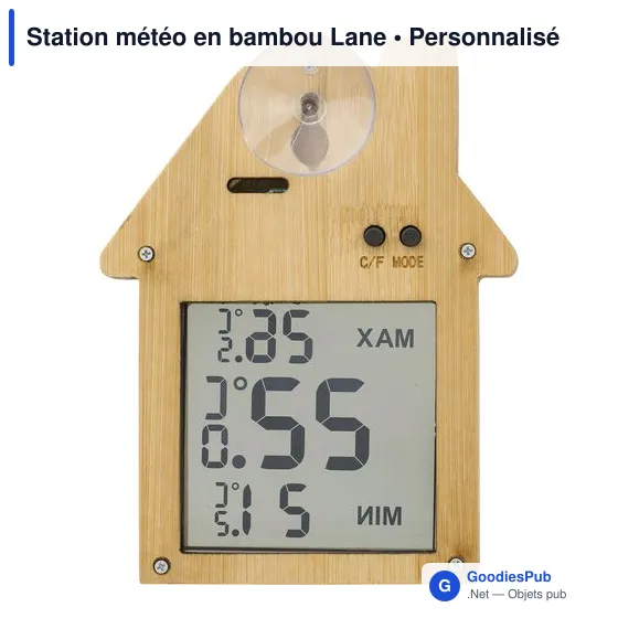 Station météo personnalisable en bambou avec logo - Lane - Image 3