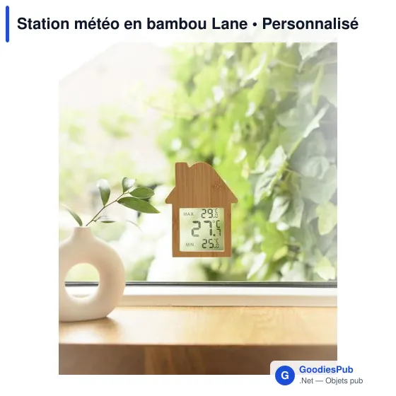 Station météo personnalisable en bambou avec logo - Lane - Image 4