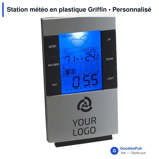 Station météo personnalisable en plastique avec logo - Griffin - Image 2
