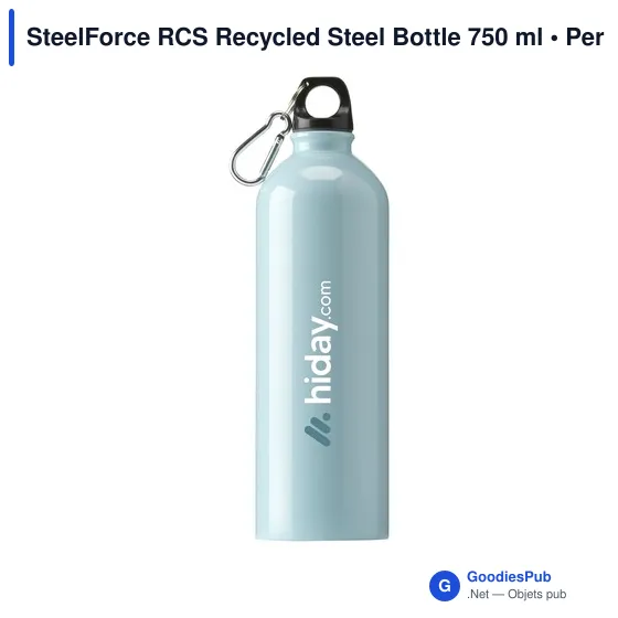 Bouteille en acier inoxydable recyclé personnalisable avec logo - SteelForce RCS 750 - Image 1
