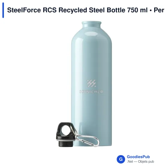 Bouteille en acier inoxydable recyclé personnalisable avec logo - SteelForce RCS 750 - Image 2