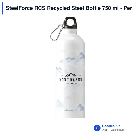 Bouteille en acier inoxydable recyclé personnalisable avec logo - SteelForce RCS 750 - Image 6