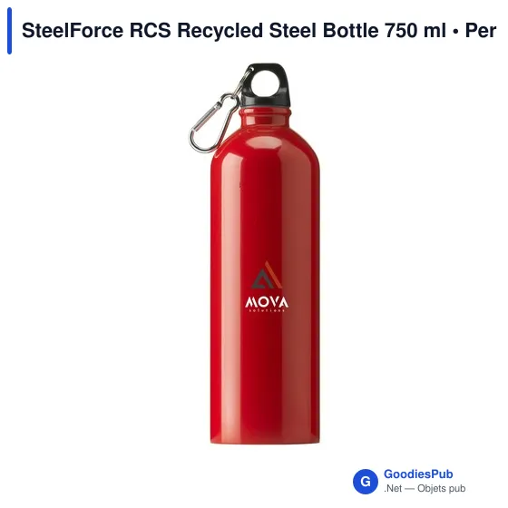 Bouteille en acier inoxydable recyclé personnalisable avec logo - SteelForce RCS 750 - Image 9