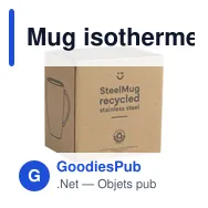 Mug isotherme personnalisable en acier inoxydable recyclé - SteelMug RCSavec logo - Miniature 1