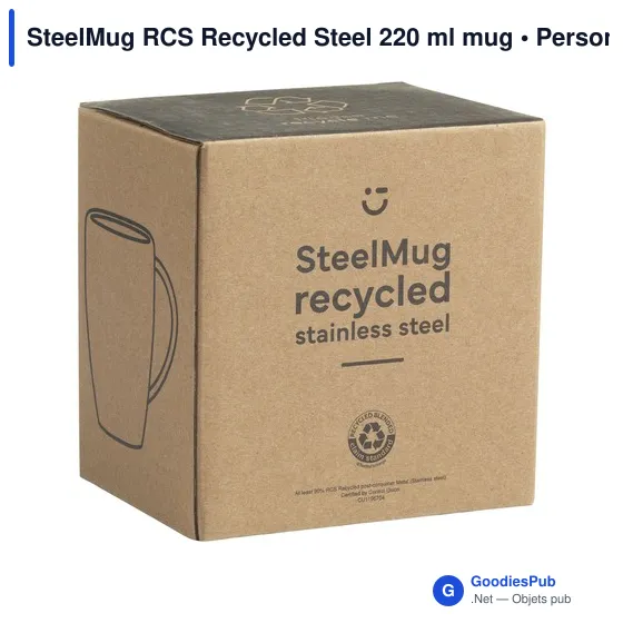 Mug isotherme personnalisable en acier inoxydable recyclé - SteelMug RCSavec logo - Image 1