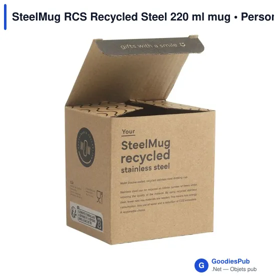 Mug isotherme personnalisable en acier inoxydable recyclé - SteelMug RCSavec logo - Image 2