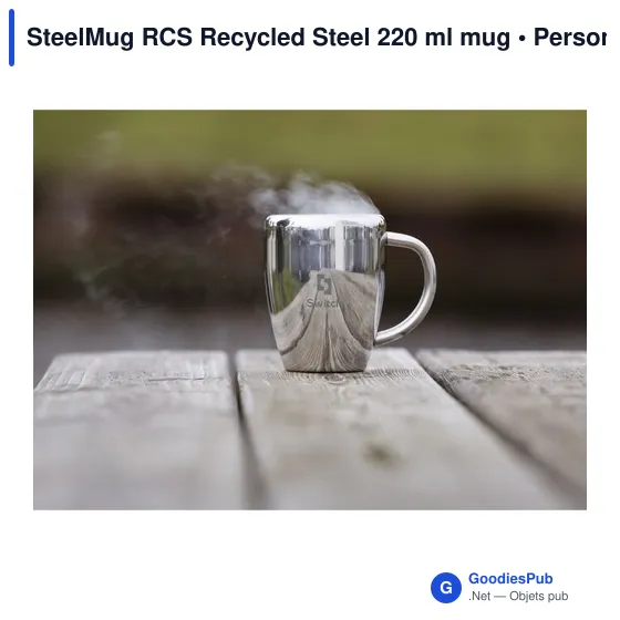 Mug isotherme personnalisable en acier inoxydable recyclé - SteelMug RCSavec logo - Image 3
