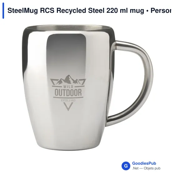 Mug isotherme personnalisable en acier inoxydable recyclé - SteelMug RCSavec logo - Image 4