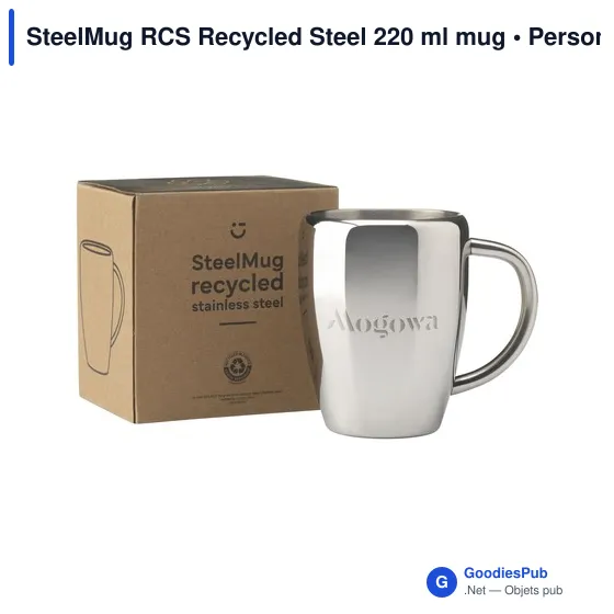 Mug isotherme personnalisable en acier inoxydable recyclé - SteelMug RCSavec logo - Image 5