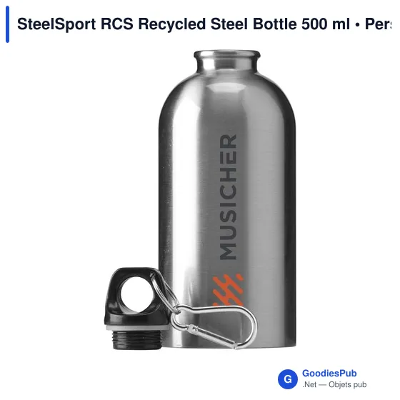 Gourde personnalisable en acier inoxydable recyclé avec logo - SteelSport RCS - Image 2