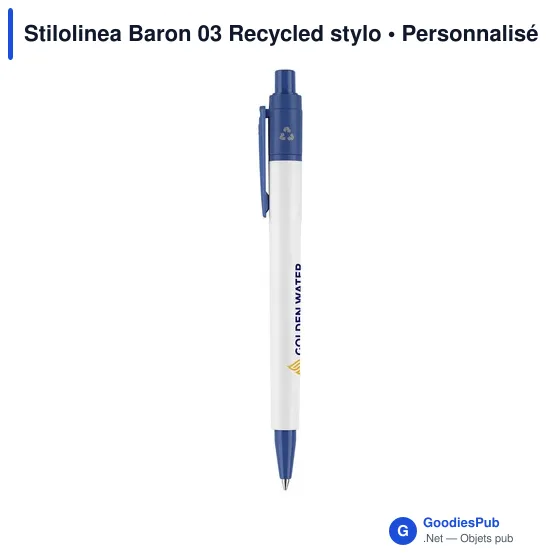 Stylo bille personnalisable en plastique recyclé avec logo - Stilolinea Baron 03 - Image 1