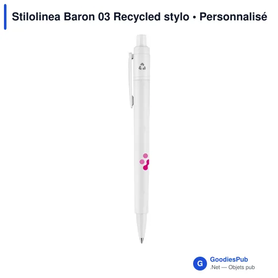 Stylo bille personnalisable en plastique recyclé avec logo - Stilolinea Baron 03 - Image 11