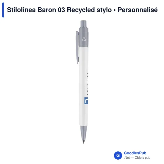 Stylo bille personnalisable en plastique recyclé avec logo - Stilolinea Baron 03 - Image 12