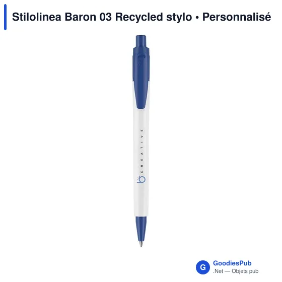 Stylo bille personnalisable en plastique recyclé avec logo - Stilolinea Baron 03 - Image 3