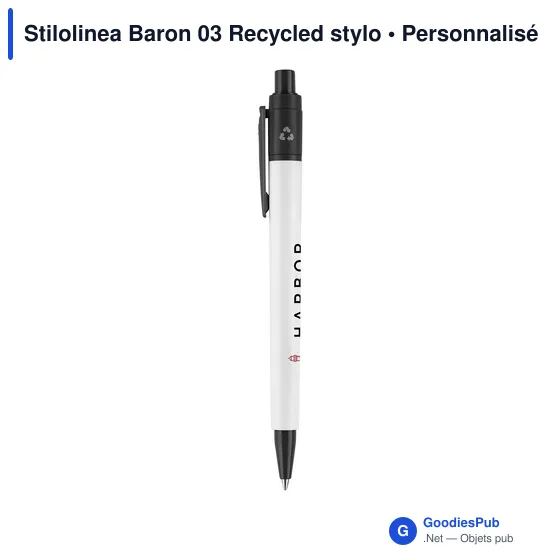 Stylo bille personnalisable en plastique recyclé avec logo - Stilolinea Baron 03 - Image 4