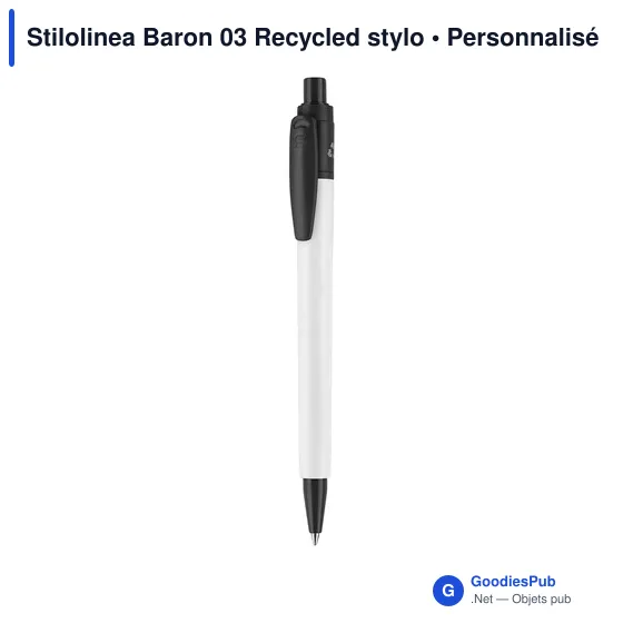 Stylo bille personnalisable en plastique recyclé avec logo - Stilolinea Baron 03 - Image 5