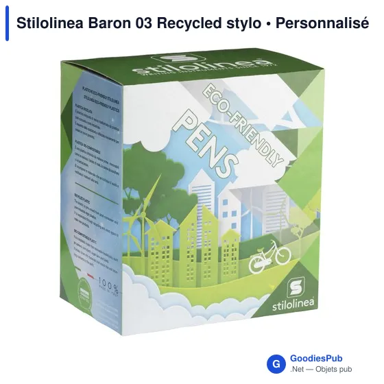 Stylo bille personnalisable en plastique recyclé avec logo - Stilolinea Baron 03 - Image 6