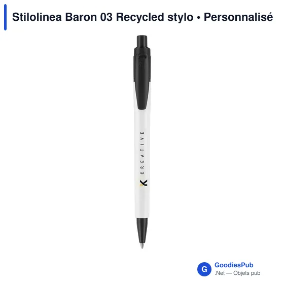 Stylo bille personnalisable en plastique recyclé avec logo - Stilolinea Baron 03 - Image 7