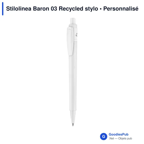 Stylo bille personnalisable en plastique recyclé avec logo - Stilolinea Baron 03 - Image 9