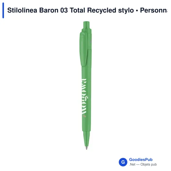 Stylo bille personnalisable en plastique recyclé avec logo - Stilolinea Baron 03 - Image 2