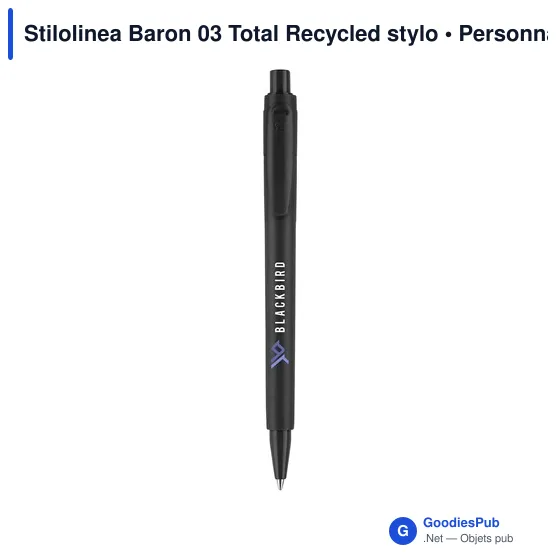 Stylo bille personnalisable en plastique recyclé avec logo - Stilolinea Baron 03 - Image 6