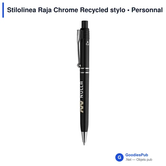 Stylo à bille personnalisable en plastique recyclé avec logo - Stilolinea Raja Chrome - Image 1