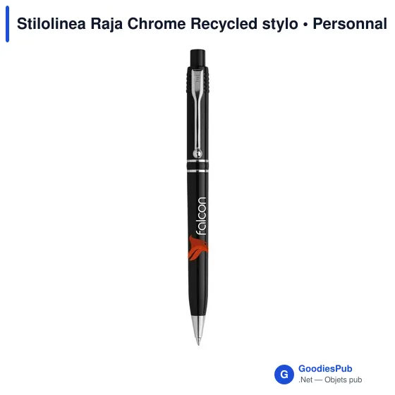 Stylo à bille personnalisable en plastique recyclé avec logo - Stilolinea Raja Chrome - Image 2