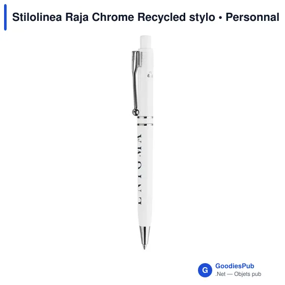 Stylo à bille personnalisable en plastique recyclé avec logo - Stilolinea Raja Chrome - Image 4