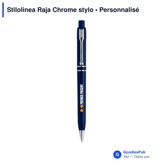 Stylo bille personnalisable Stilolinea Raja Chrome avec logo - Image 2
