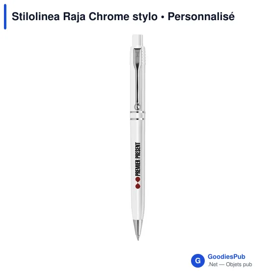 Stylo bille personnalisable Stilolinea Raja Chrome avec logo - Image 3