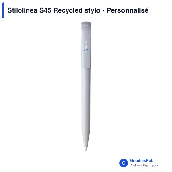 Stylo à bille personnalisable en plastique recyclé - Stilolinea S45avec logo - Image 1