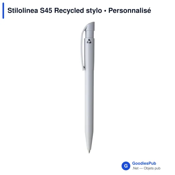 Stylo à bille personnalisable en plastique recyclé - Stilolinea S45avec logo - Image 2