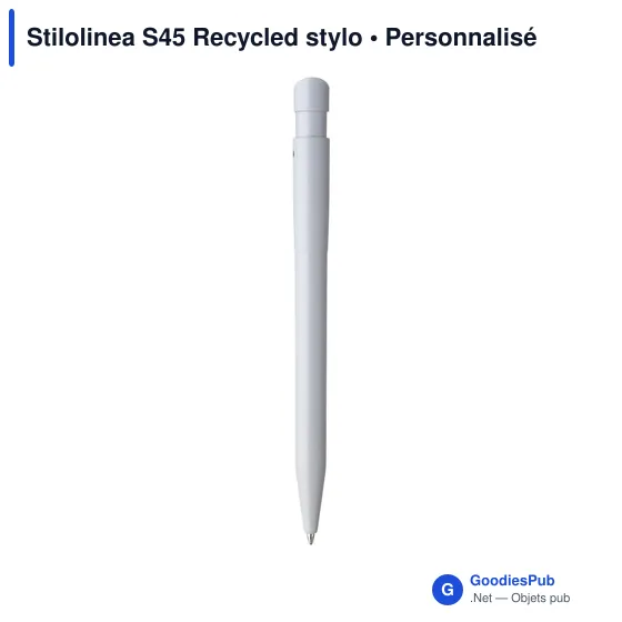 Stylo à bille personnalisable en plastique recyclé - Stilolinea S45avec logo - Image 3
