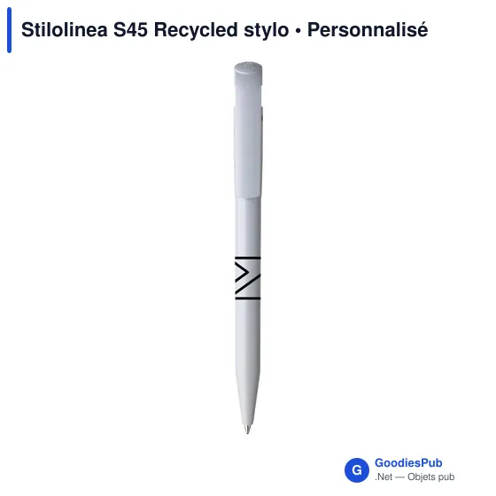 Stylo à bille personnalisable en plastique recyclé - Stilolinea S45avec logo - Image 4