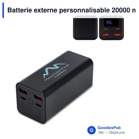 Batterie externe personnalisable 20000 mAh 65 W en aluminium avec logo - Stratos
