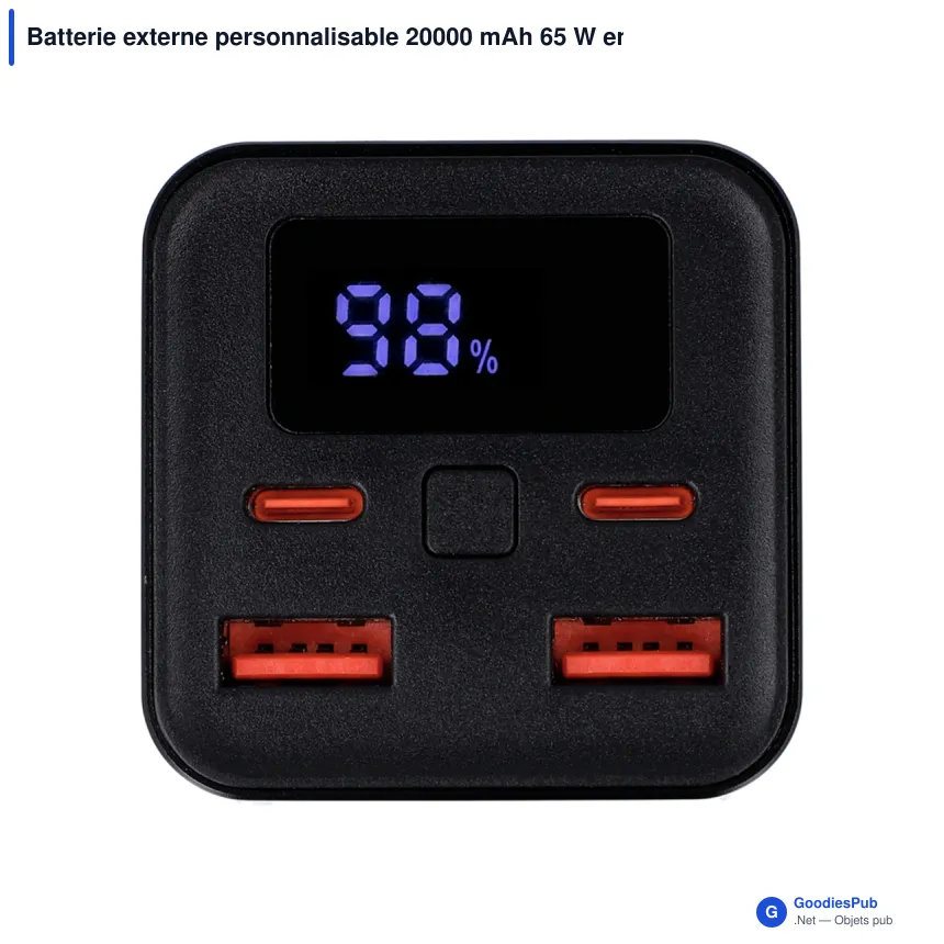 Batterie externe personnalisable 20000 mAh 65 W en aluminium avec logo - Stratos - Image 2